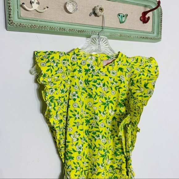 BANJANAN Audrey Mini Dress Yellow green Audrey Aurora Print dress small new - Picture 8 of 10